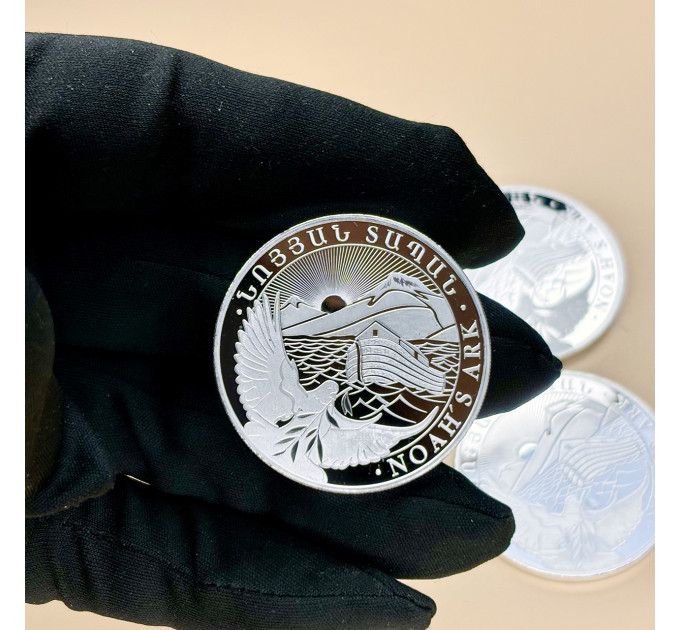 Серебряная монета Ноев Ковчег 2025 1 oz Ag999, инвестиционная, Армения 500 драм