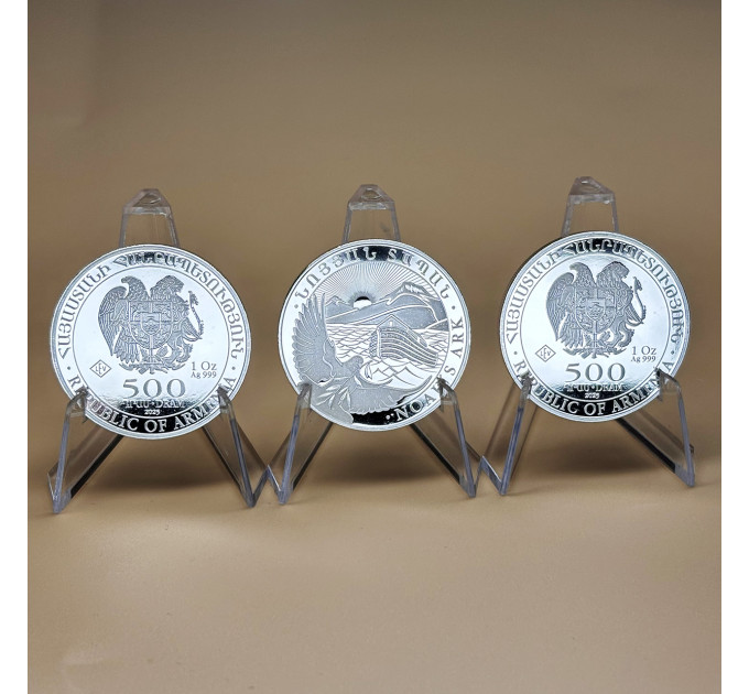 Серебряная монета Ноев Ковчег 2025 1 oz Ag999, инвестиционная, Армения 500 драм