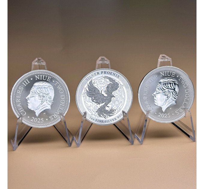 Инвестиционная серебряная монета 2$ Феникс 1oz 2025 Ниуэ