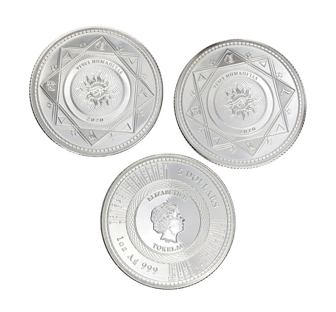 Серебряная монета 5$ Vivat Humanitas 2020 1oz инвестиционная монета Токелау