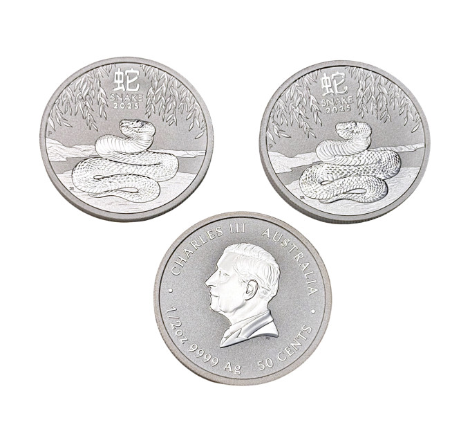Серебряная монета 50¢ Год Змеи 2025 Австралия