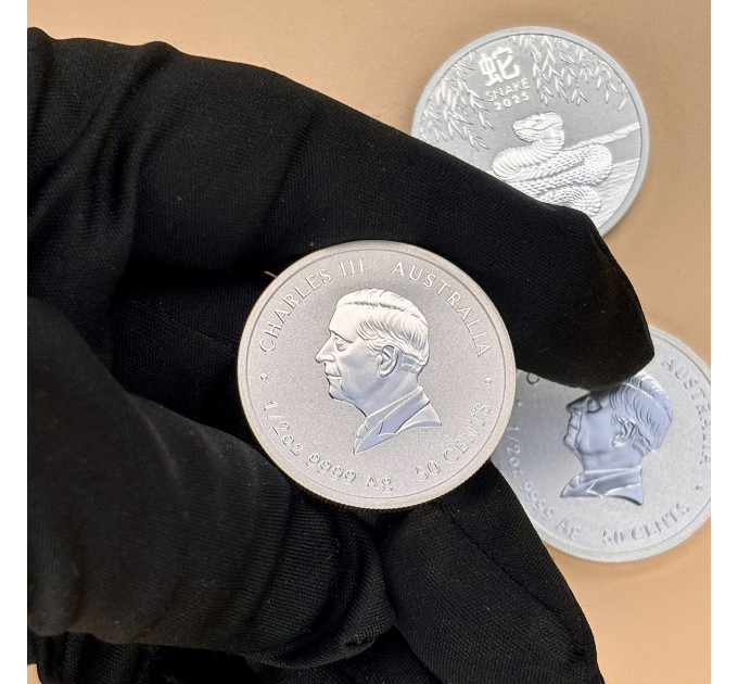 Серебряная монета 50¢ Год Змеи 2025 Австралия