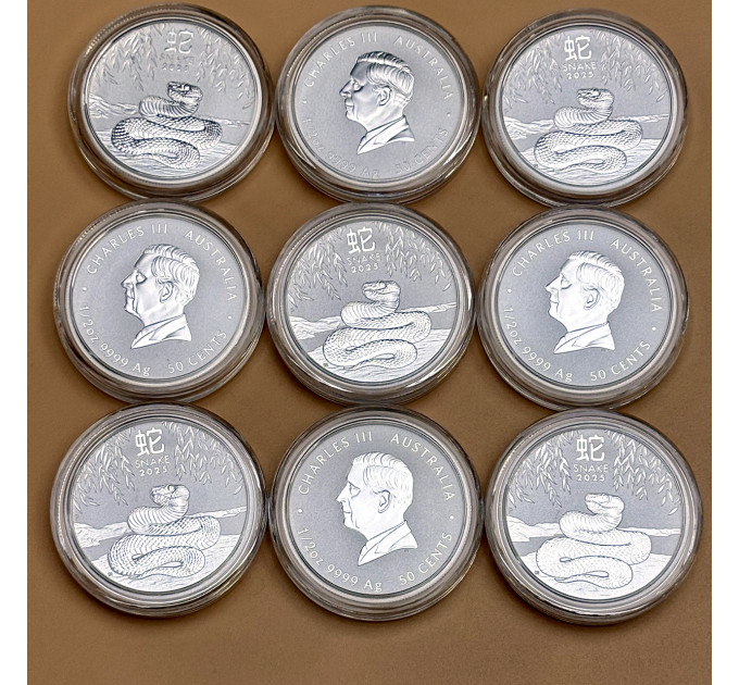 Серебряная монета 50¢ Год Змеи 2025 Австралия
