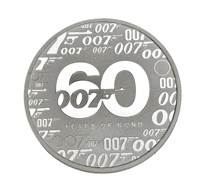 Серебряная монета 60 лет Джеймсу Бонду 1oz 2022 Тувалу 1$