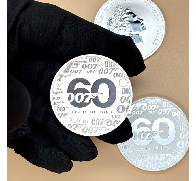 Серебряная монета 60 лет Джеймсу Бонду 1oz 2022 Тувалу 1$