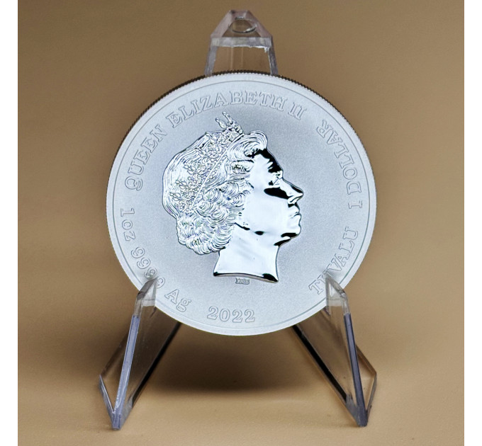 Серебряная монета 60 лет Джеймсу Бонду 1oz 2022 Тувалу 1$