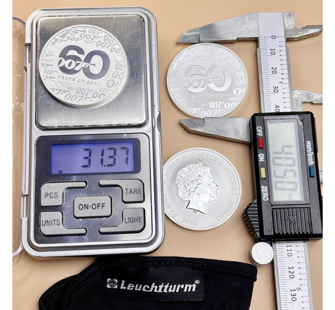 Серебряная монета 60 лет Джеймсу Бонду 1oz 2022 Тувалу 1$