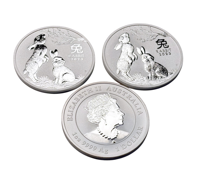 Серебряная монета 1 oz Год Кролика 2023 Australia Perth Mint Lunar III