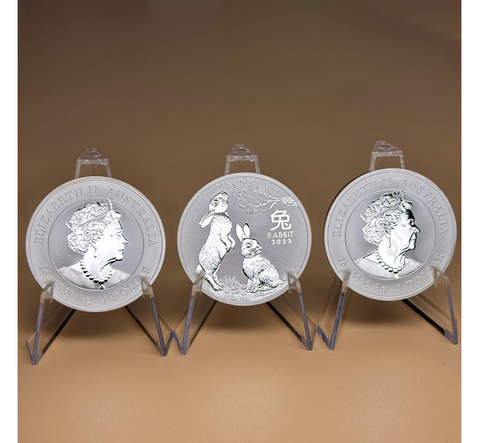 Серебряная монета 1 oz Год Кролика 2023 Australia Perth Mint Lunar III