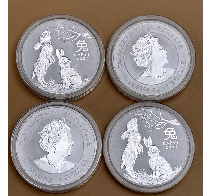 Серебряная монета 1 oz Год Кролика 2023 Australia Perth Mint Lunar III