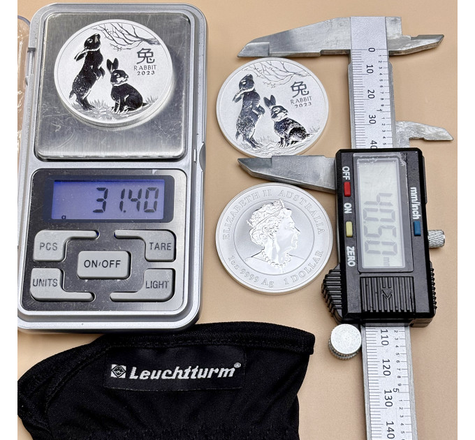 Серебряная монета 1 oz Год Кролика 2023 Australia Perth Mint Lunar III