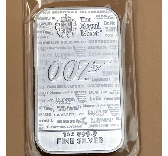 Серебряный слиток 1 oz Джеймс Бонд 007 No Time To Die