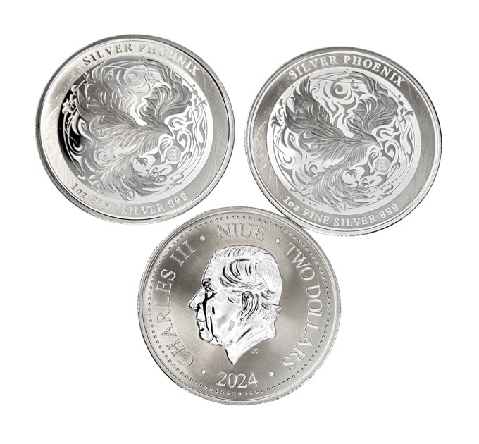 Серебряная монета 2$ Silver Phoenix 1 oz 2024 Ниуэ — коллекционный выпуск