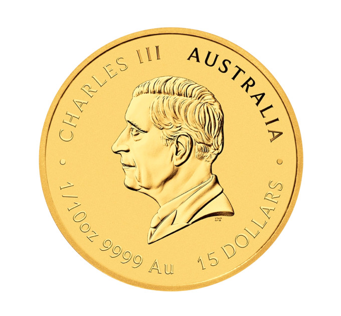 Золотая монета 15$ Австралия 1/10 oz 2025 Год Змеи, цветная