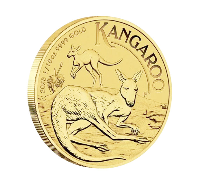 Золотая монета Австралия Кенгуру 2025 — 1/10 oz, Perth Mint