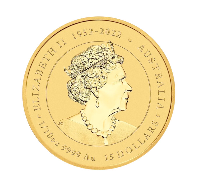 Золотая монета Австралия Знак Дракона 2024 — 1/10 oz, 15$, Perth Mint