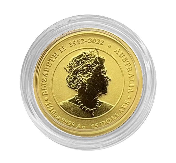 Золотая монета Австралия Знак Дракона 2024 — 1/10 oz, 15$, Perth Mint