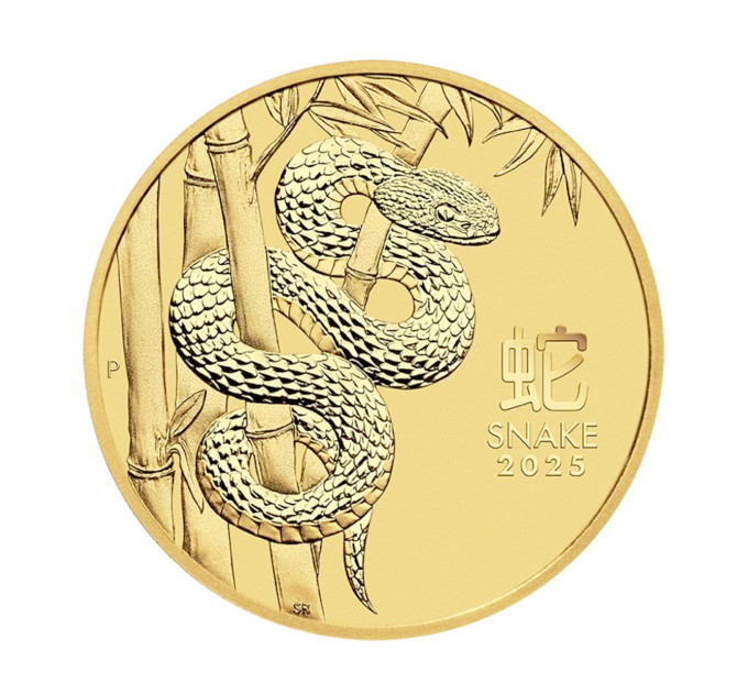 Золотая монета 2025 Знак Змеи 15$ — 1/10 oz, Восточный зодиак
