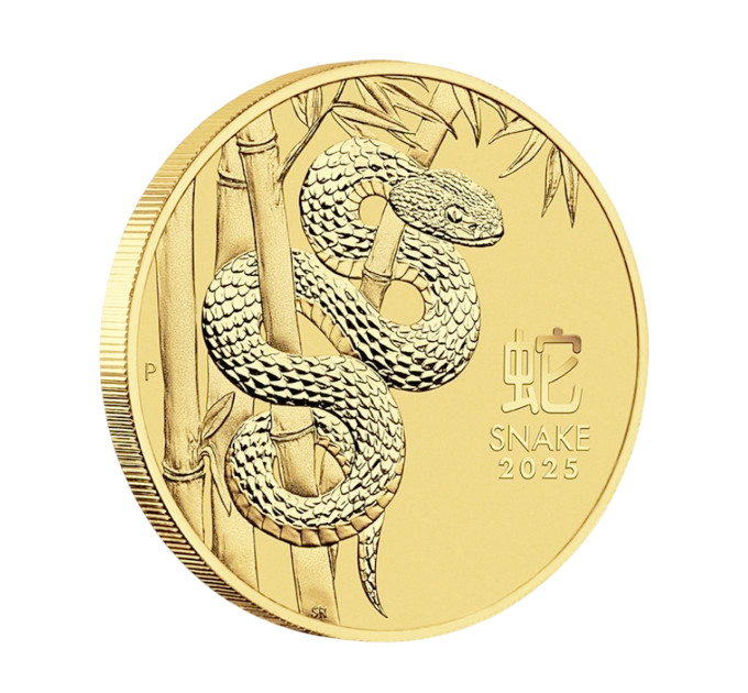Золотая монета 2025 Знак Змеи 15$ — 1/10 oz, Восточный зодиак