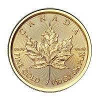 Монета золотая Кленовый лист 2025 1/10oz 5$ Канада
