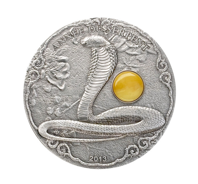 Монета серебряная Того Лунная Змея 2013 2 унции Ag 999 1500₣