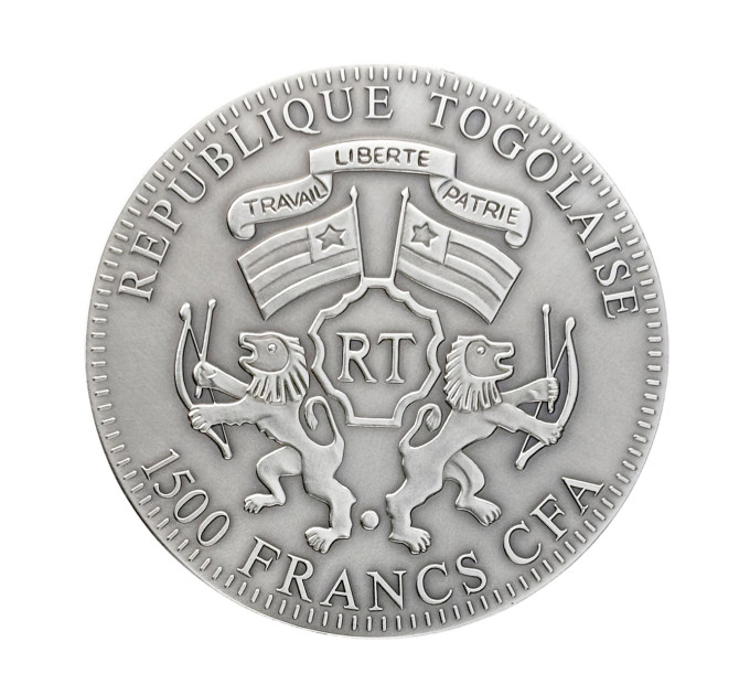 Монета серебряная Того Лунная Змея 2013 2 унции Ag 999 1500₣