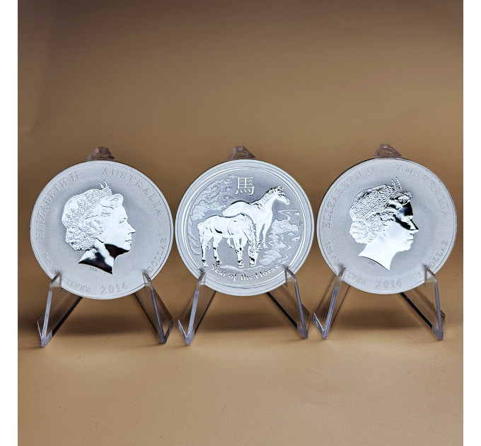 Монета серебряная Lunar II 2014 Год Лошади 1 oz Ag 999
