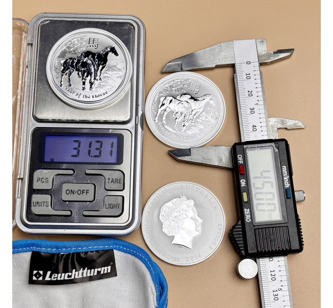 Монета серебряная Lunar II 2014 Год Лошади 1 oz Ag 999