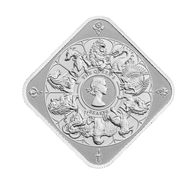 Серебряный слиток квадратный Queen’s Beasts 1 oz Ag 999.9