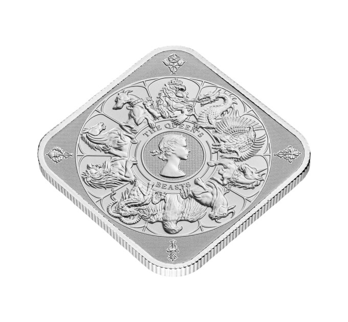 Серебряный слиток квадратный Queen’s Beasts 1 oz Ag 999.9