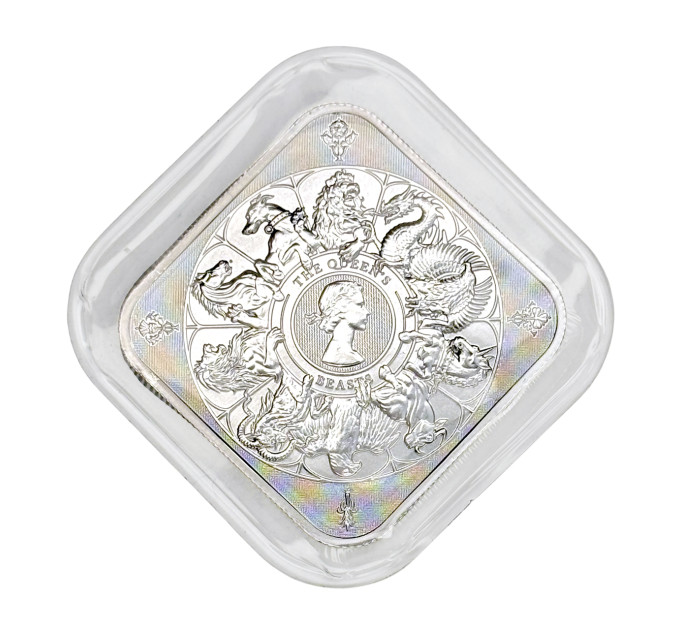 Серебряный слиток квадратный Queen’s Beasts 1 oz Ag 999.9