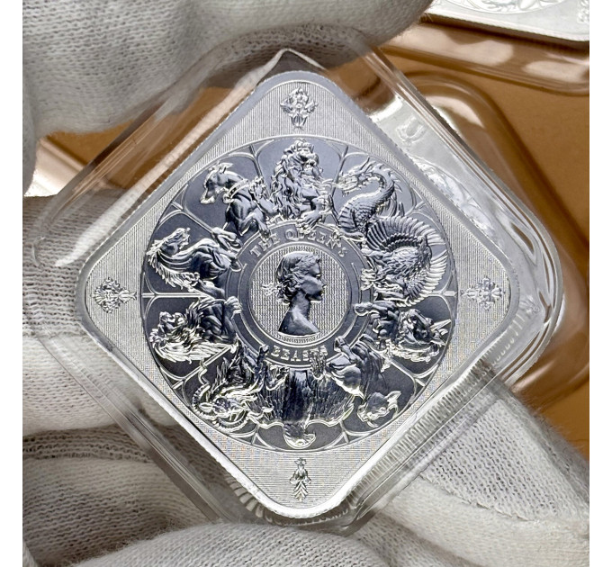 Серебряный слиток квадратный Queen’s Beasts 1 oz Ag 999.9