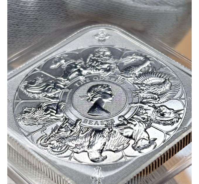 Серебряный слиток квадратный Queen’s Beasts 1 oz Ag 999.9