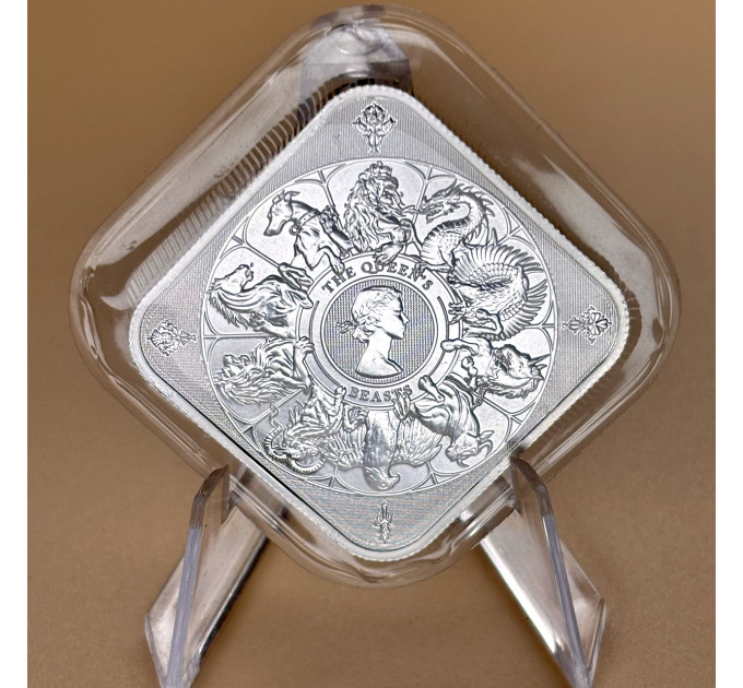 Серебряный слиток квадратный Queen’s Beasts 1 oz Ag 999.9