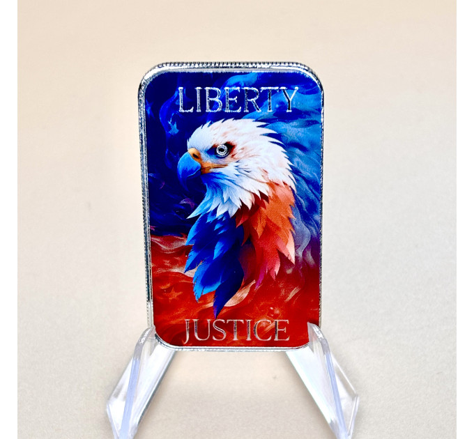 Цветной серебряный слиток Liberty & Justice Eagle – с орлом и флагом США
