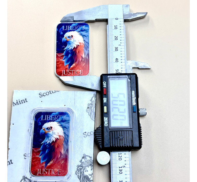 Цветной серебряный слиток Liberty & Justice Eagle – с орлом и флагом США
