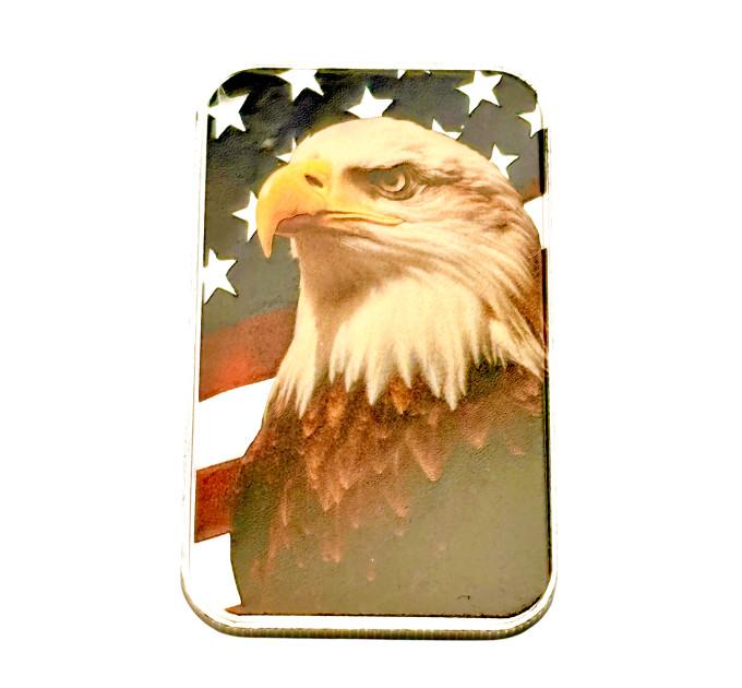 Цветной серебряный слиток Patriotic Bald Eagle 1 oz – с белоголовым орлом США