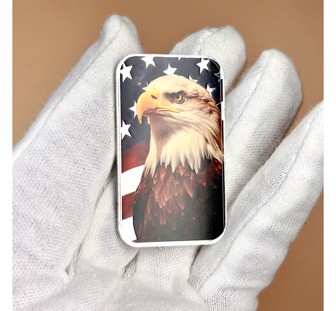 Цветной серебряный слиток Patriotic Bald Eagle 1 oz – с белоголовым орлом США