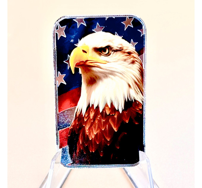 Цветной серебряный слиток Patriotic Bald Eagle 1 oz – с белоголовым орлом США