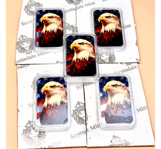 Цветной серебряный слиток Patriotic Bald Eagle 1 oz – с белоголовым орлом США