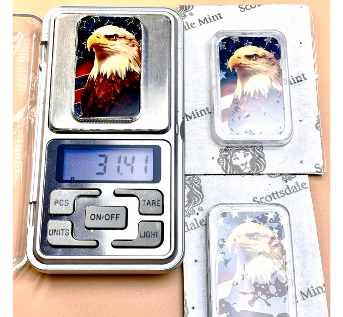 Цветной серебряный слиток Patriotic Bald Eagle 1 oz – с белоголовым орлом США