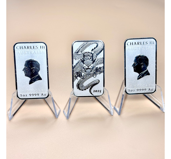 Серебряная монета 1 $ Прямоугольный Дракон 1 oz 2025 Австралия