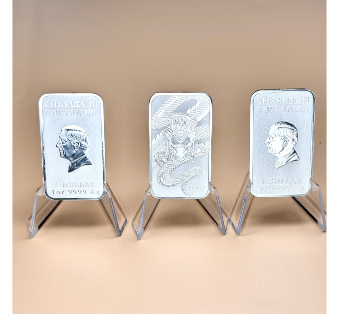Серебряная монета 1 $ Прямоугольный Дракон 1 oz 2025 Австралия