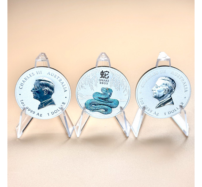 Цветная серебряная монета 1 $ «Год Змеи» 1 oz 2025 Австралия