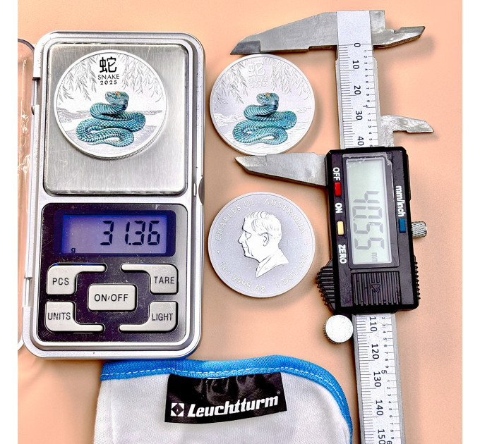 Цветная серебряная монета 1 $ «Год Змеи» 1 oz 2025 Австралия