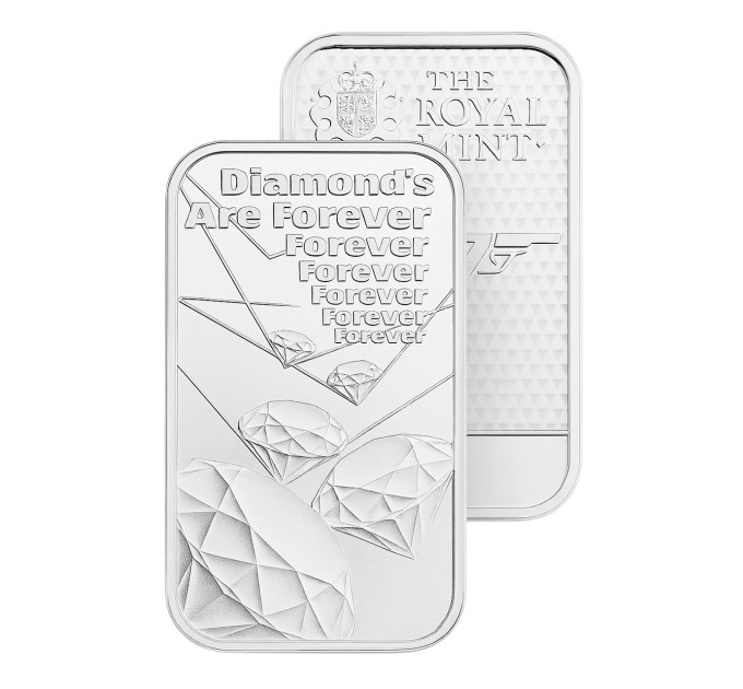Срібний злиток  James Bond 007 «Diamonds Are Forever» – колекційна серія Royal Mint UK