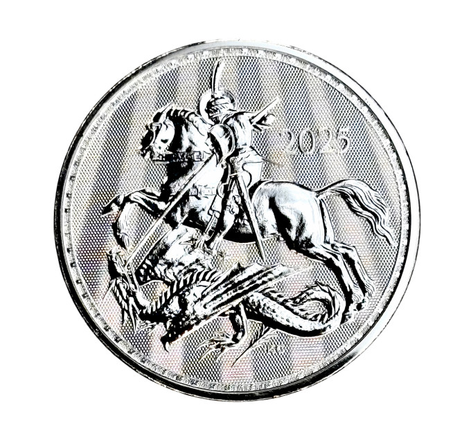 Серебряная монета 2£ «Святой Георгий и Дракон» 1 oz 2025 Великобритания