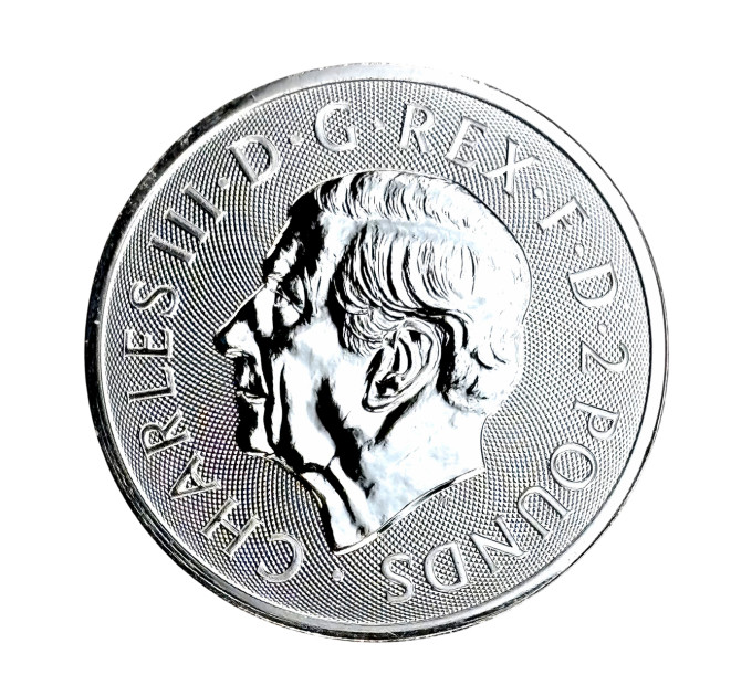 Серебряная монета 2£ «Святой Георгий и Дракон» 1 oz 2025 Великобритания