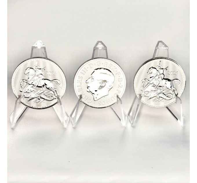 Серебряная монета 2£ «Святой Георгий и Дракон» 1 oz 2025 Великобритания