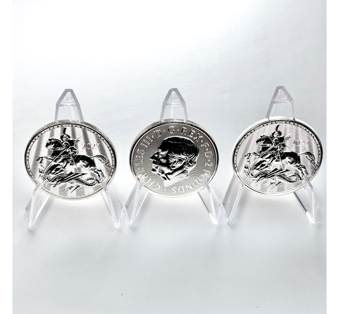 Серебряная монета 2£ «Святой Георгий и Дракон» 1 oz 2025 Великобритания